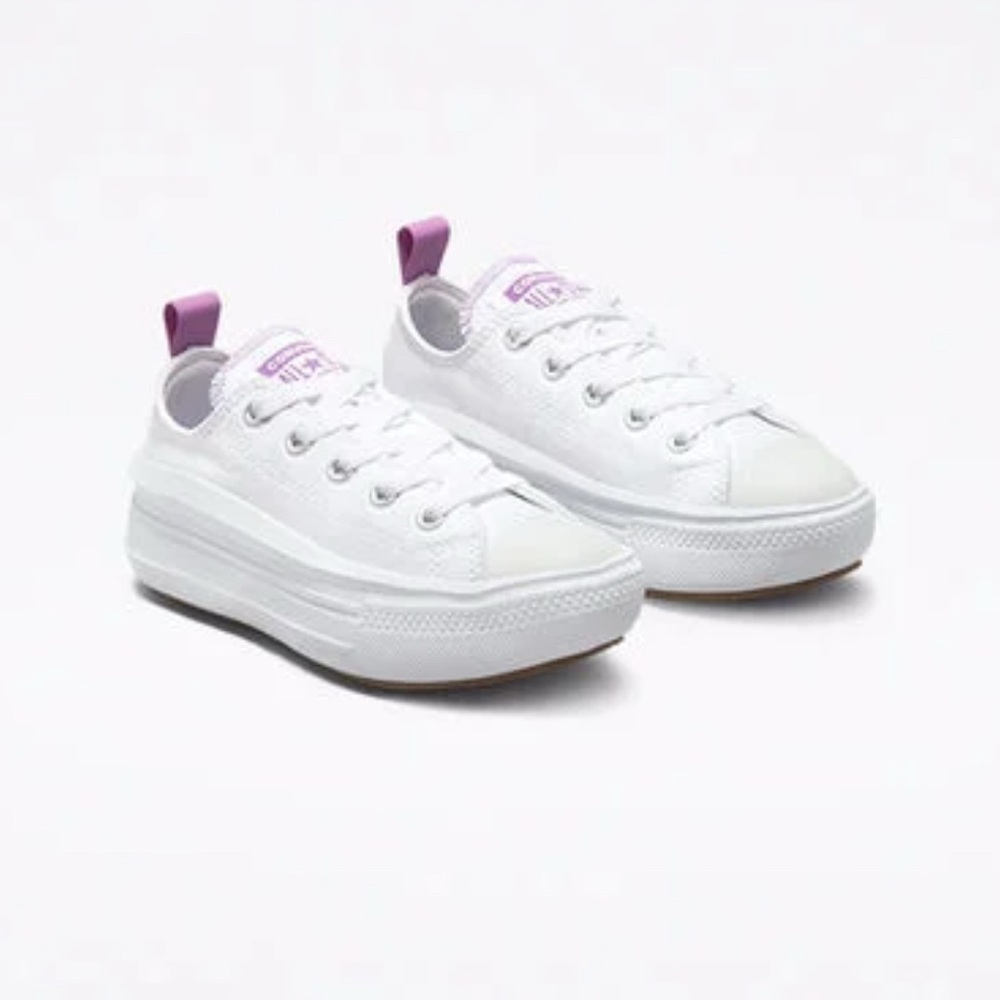 NWT Converse White and Purple Canvas Low Top Platform Sneakers